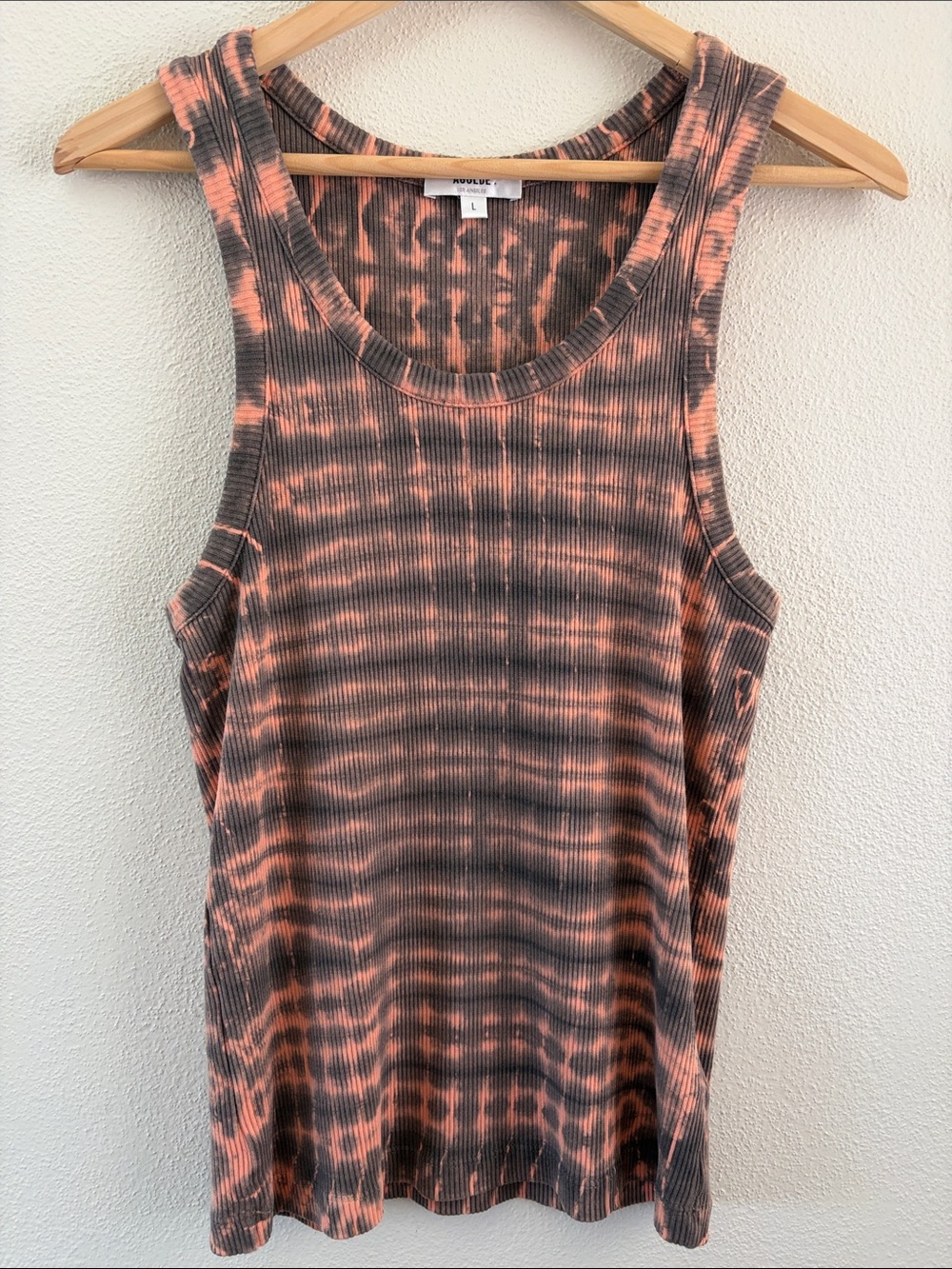 Agolde ribbed tie dye poppy tank top | Orange and black | size large